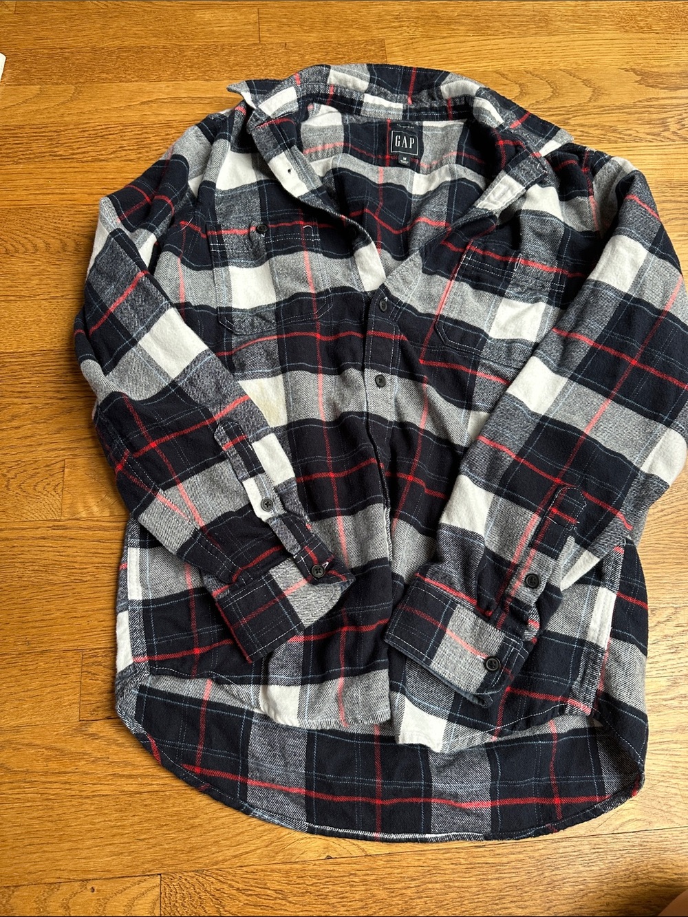 GAP Black, White & Red Plaid Button-Down Shirt